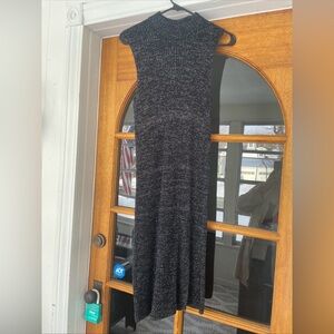 Bcbgmaxazria Gwynn Sleeveless Black/Metallic Silver Sweater Dress Sz Small